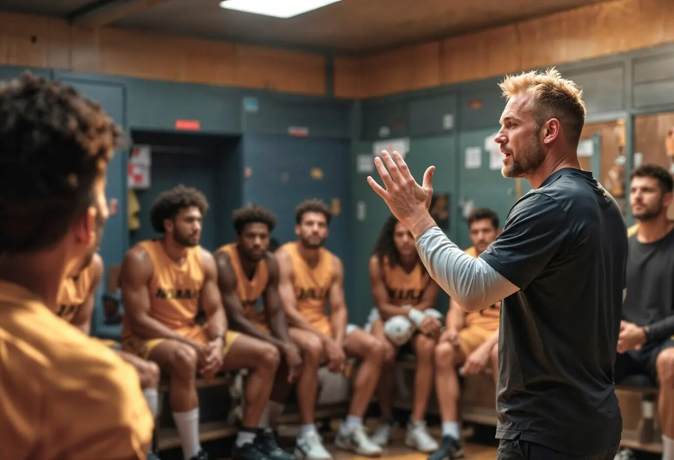 Coach motiviert Basketballteam